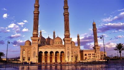 brown Mosque under blue sky during evening