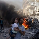 Civilians fleeing bombing in Syria